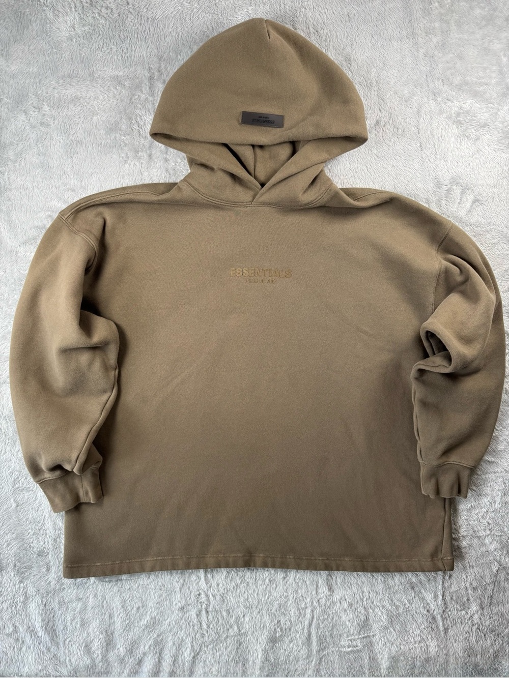 Fear Of God Essentials Hoodie Medium Taupe Brown Oversized Pullover